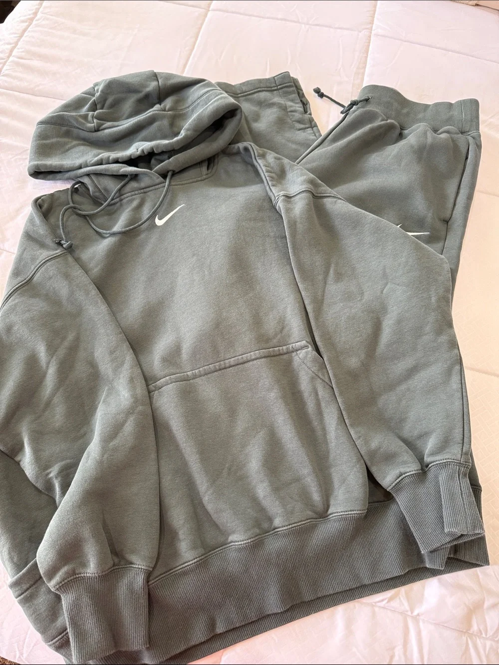 Nike Olive Green Hoodie and Joggers Set with White Swoosh